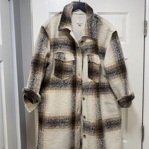 Joie Oversized Plaid Long Jacket - XL